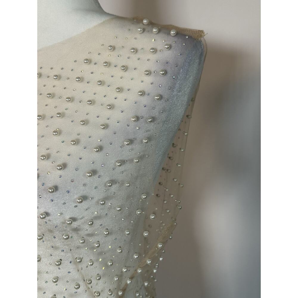 UNIQUE SHEER Tank Overlay Pearlized Top Size Medium Statement Piece - Picture 3 of 6